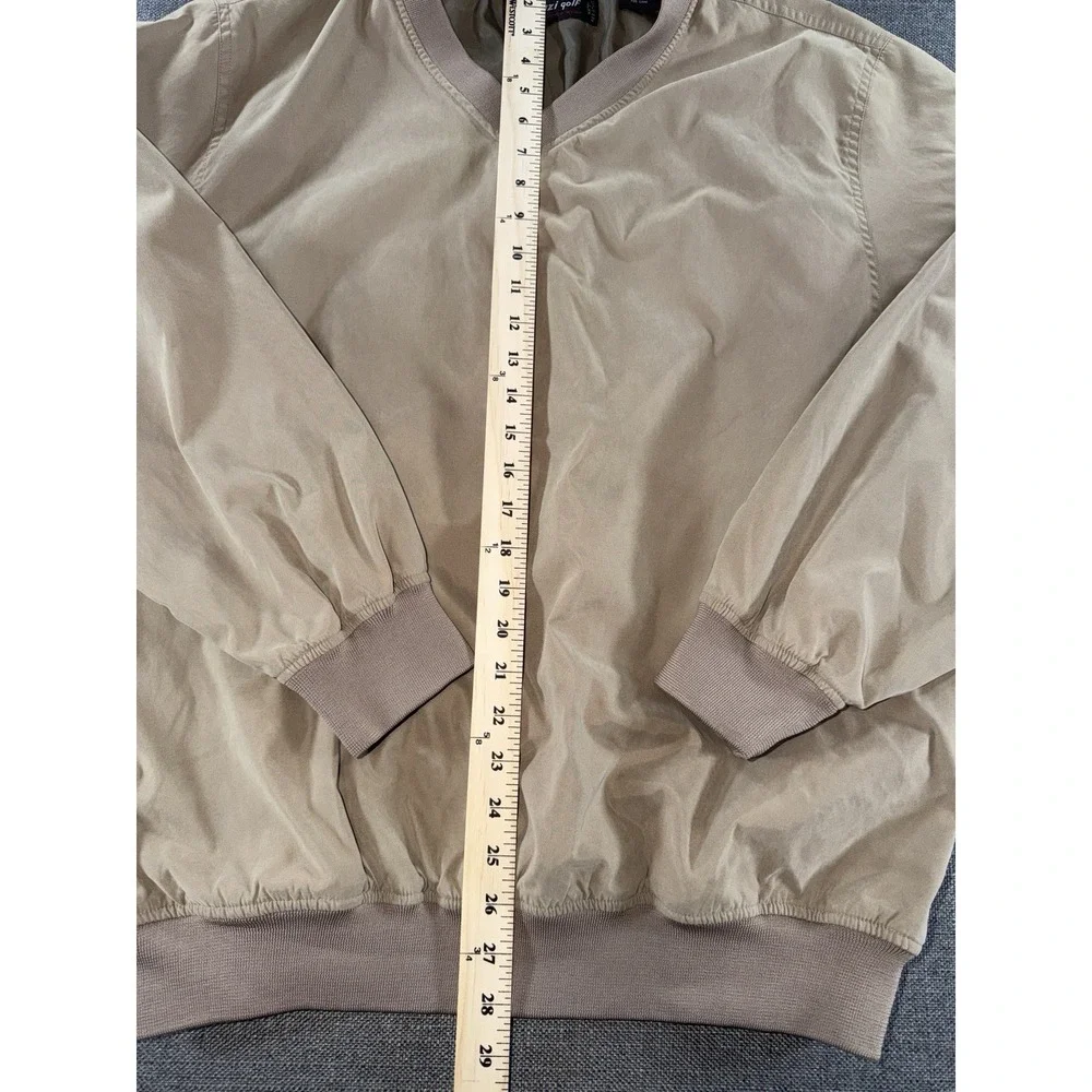 Frenzi Golf Windbreaker Pullover Jacket Mens Large Beige V-Neck Lightweight Golf